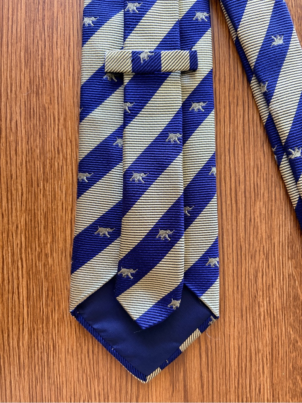 Vintage Alain Figaret Men's Tie striped with elephant